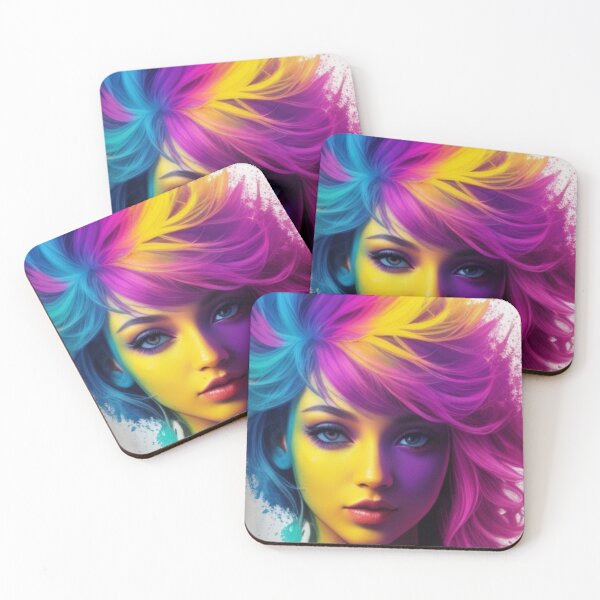 Item preview, Girl with Dynamic Colored Hair designed and sold by PopArtFever.