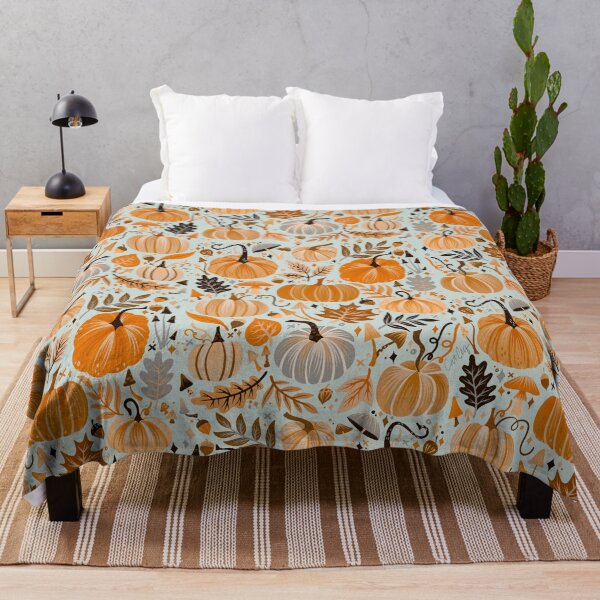 Item preview, Pumpkin Confetti – Orange on Soft Blue designed and sold by Cat Coquillette.