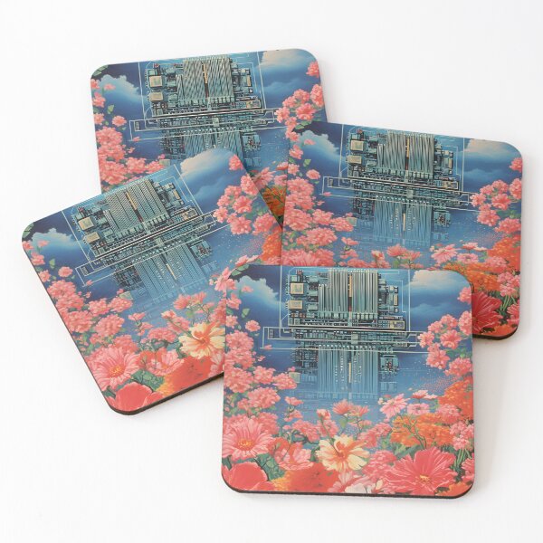 Item preview, Retro Computer Microchip and a Bunch of Red Flowers designed and sold by Je-we.