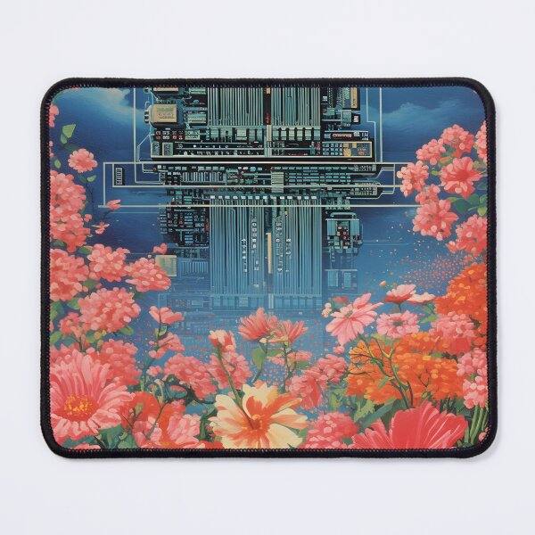 Item preview, Retro Computer Microchip and a Bunch of Red Flowers designed and sold by Je-we.