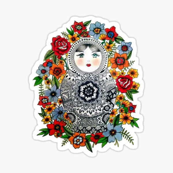 Matryoshka Russian Nesting Doll Wooden Babushka Puppe Poppy Flower Flowers 5 pcs