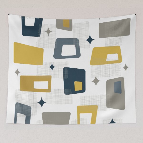 Item preview, Atomic Age Mid Century Modern Blocks Navy, Mustard designed and sold by trdstudio.