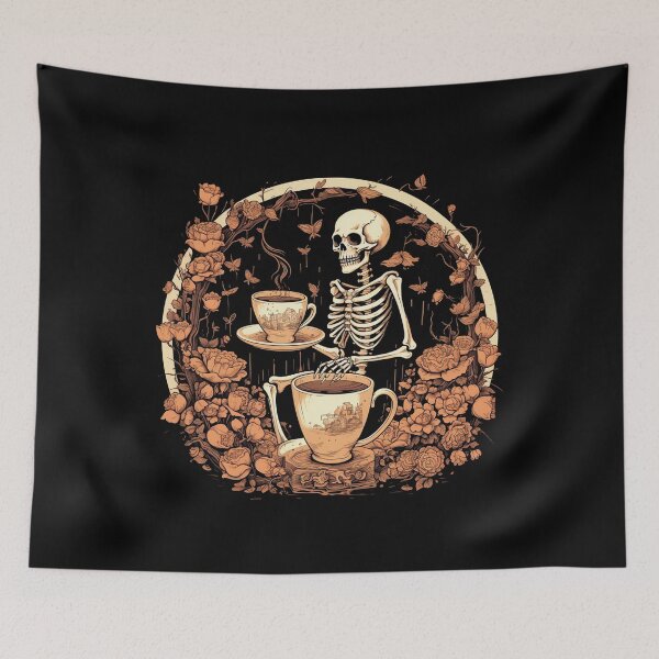 Item preview, Halloween Skeleton Drinking Coffee designed and sold by AnnaMDesign.
