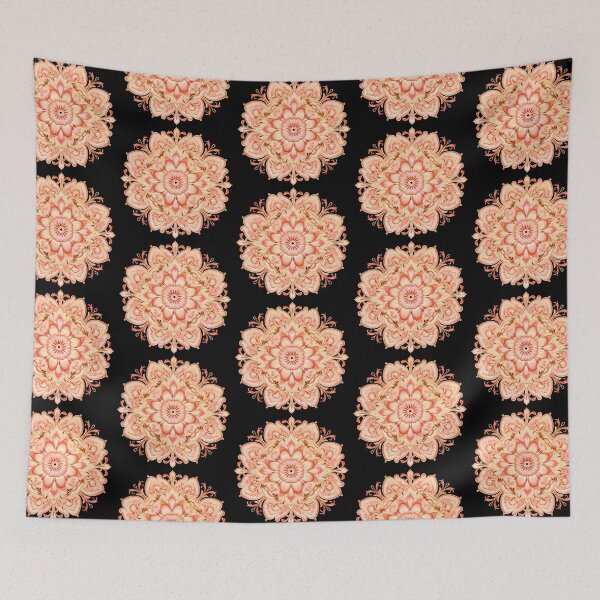 Item preview, Peach colour embroidery mandala art style  designed and sold by Trendy-Artistry.