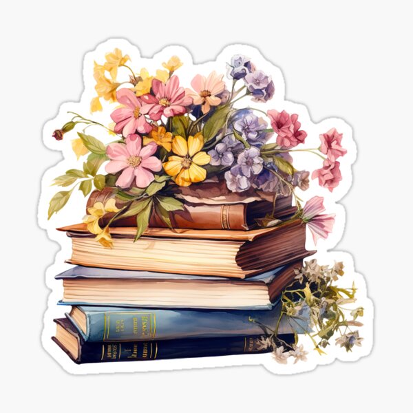 Stack of Vintage Books Illustration in Watercolor Sticker for Sale by  Regan Ralston