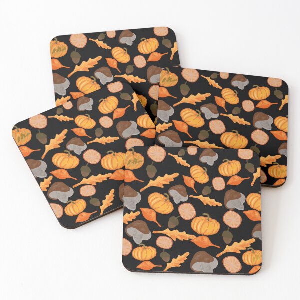 Item preview, Autumn Pattern with Mushroom, Pumpkin and Leaves designed and sold by ByAllyAlly.
