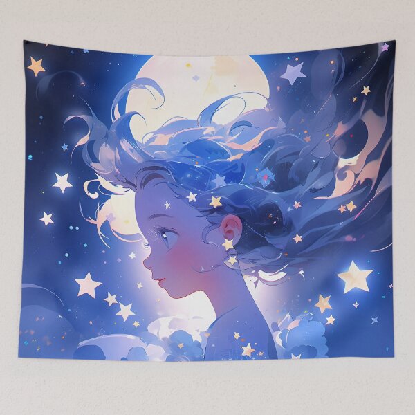Item preview, Anime girl with stars and clouds designed and sold by Carmillai.