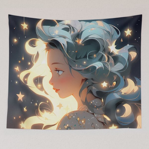 Item preview, Anime girl with stars and clouds designed and sold by Carmillai.