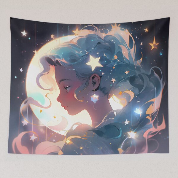 Item preview, Anime girl with stars and clouds designed and sold by Carmillai.
