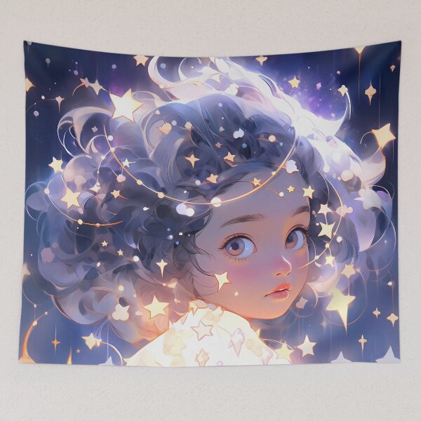 Item preview, Anime girl with stars and clouds designed and sold by Carmillai.