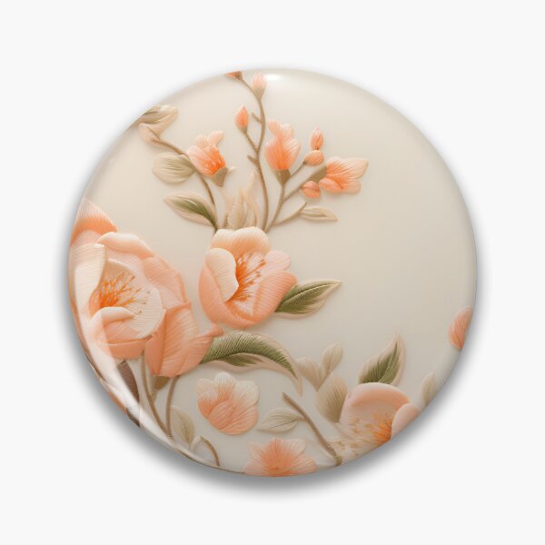Item preview, Peach colour flowers embroidery style design pattern  designed and sold by Trendy-Artistry.