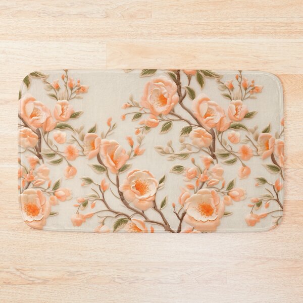 Item preview, Peach colour flowers embroidery style design pattern  designed and sold by Trendy-Artistry.