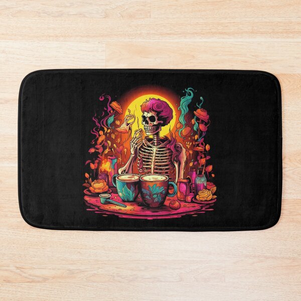 Item preview, Halloween Cartoon Colorful Skeleton Drinking Coffee designed and sold by AnnaMDesign.