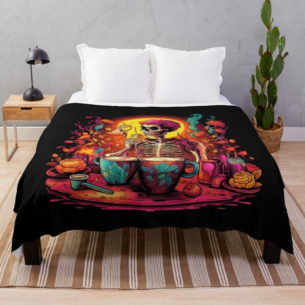 Item preview, Halloween Cartoon Colorful Skeleton Drinking Coffee designed and sold by AnnaMDesign.