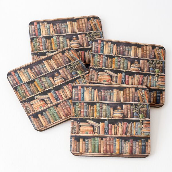Item preview, Bookshelf full of books watercolor vintage look  designed and sold by Inktown.