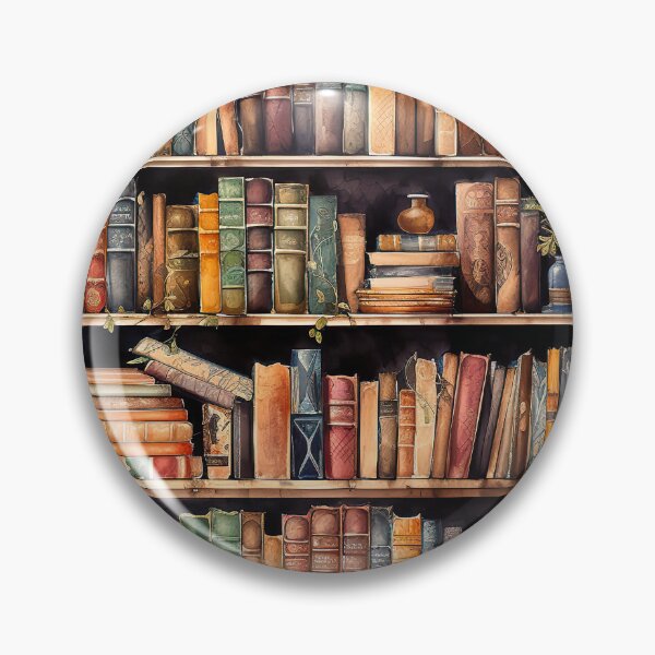Item preview, Bookshelf full of books watercolor vintage look  designed and sold by Inktown.
