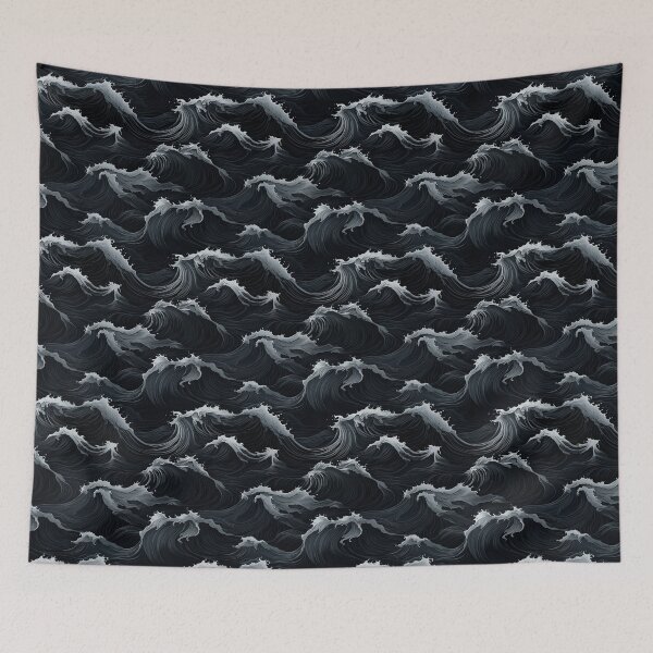 Item preview, Black Sea Waves Pattern designed and sold by LudwikeArts.