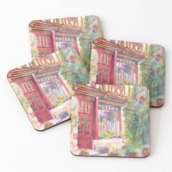 Item preview, French Storefront Street Scene Watercolor designed and sold by Yevgenia Watts.