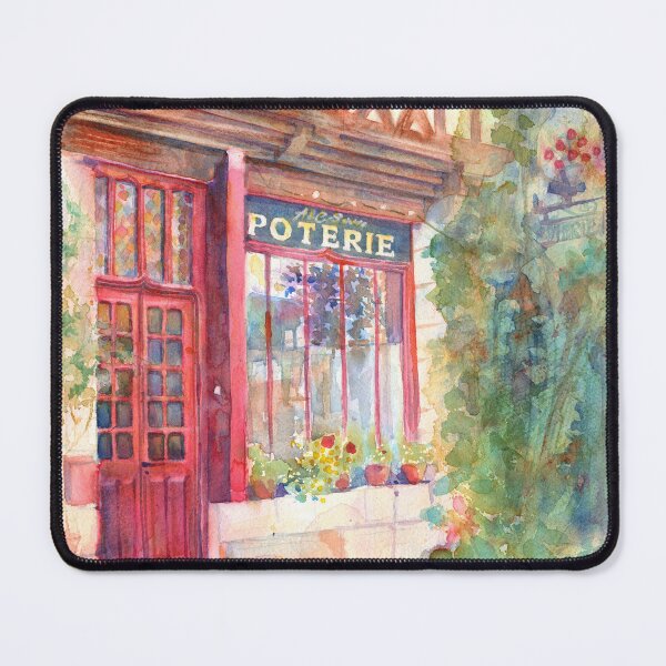 Item preview, French Storefront Street Scene Watercolor designed and sold by Yevgenia Watts.