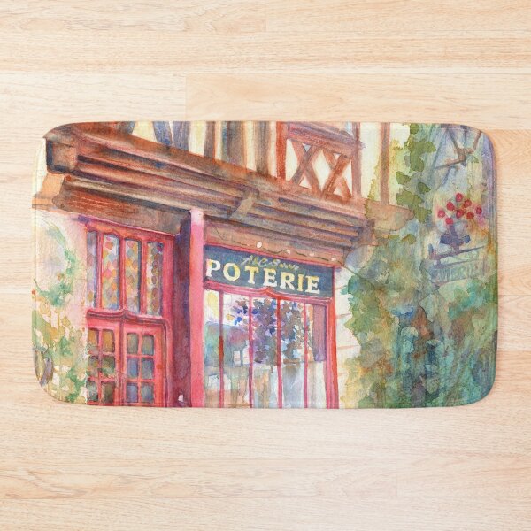 Item preview, French Storefront Street Scene Watercolor designed and sold by Yevgenia Watts.