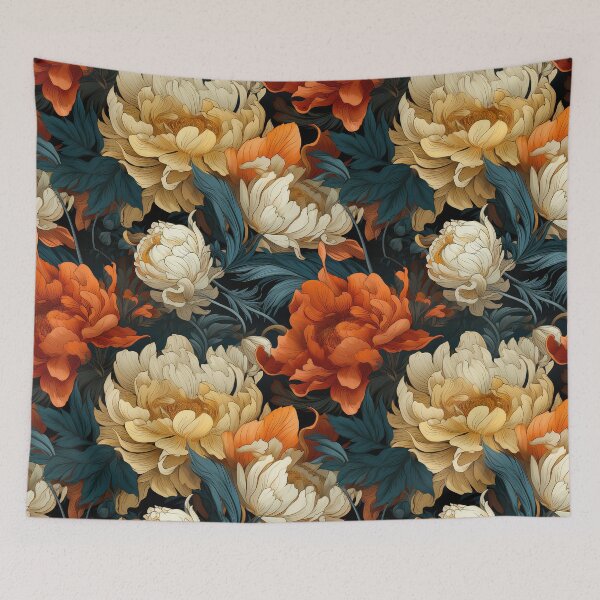 Aperçu de l'œuvre Illustration de motif floral d'automne inspirée de William Morris 2 créée et vendue par The Willow Of Rain City.