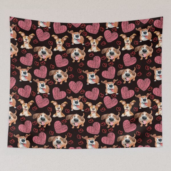 Item preview, Dog Print Pattern - Hearts and Dogs designed and sold by Wolfheartart.