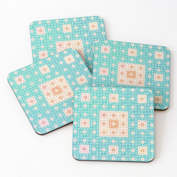 Item preview, sierpinski squares - orange & teal designed and sold by BrownWoodRobot.