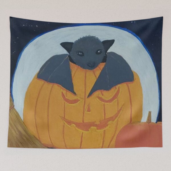 Item preview, fruit bat in a Jacko lantern designed and sold by Pawprintzcustomart .