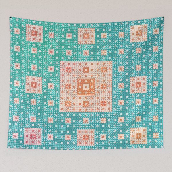Item preview, sierpinski squares - orange & teal designed and sold by BrownWoodRobot.