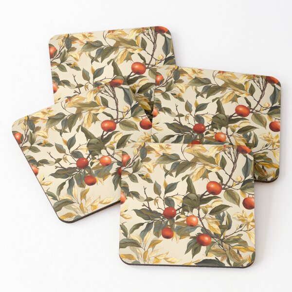 Item preview, Apple Picking September—Apple Cider Season. An artistic illustration depicting ripe red apples on an apple tree with green and golden leaves. Seamless fall pattern in early autumn colors. designed and sold by ignasirus.