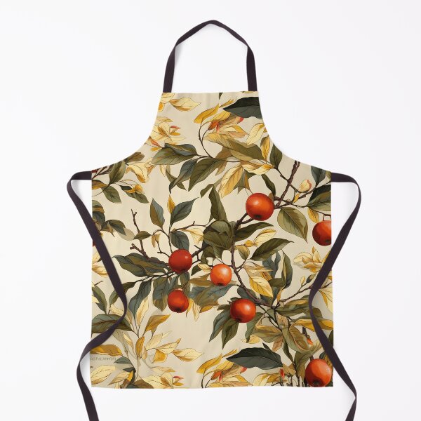 Item preview, Apple Picking September—Apple Cider Season. An artistic illustration depicting ripe red apples on an apple tree with green and golden leaves. Seamless fall pattern in early autumn colors. designed and sold by ignasirus.