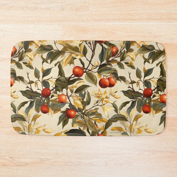 Item preview, Apple Picking September—Apple Cider Season. An artistic illustration depicting ripe red apples on an apple tree with green and golden leaves. Seamless fall pattern in early autumn colors. designed and sold by ignasirus.
