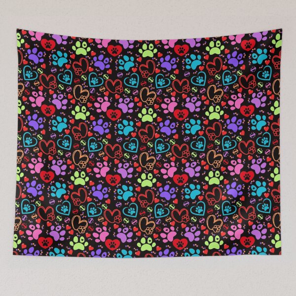 Item preview, Pawprint And Hearts Pattern designed and sold by Wolfheartart.