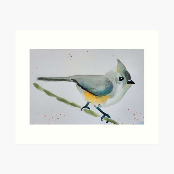 Tiny Titmouse in Watercolor Art Print