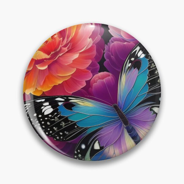 Artikelvorschau, Polychromatische Papillon-Regenbogen-Pfingstrosen-Blumen, lebendiger Schmetterling entworfen und verkauft von WearWolfDesigns.