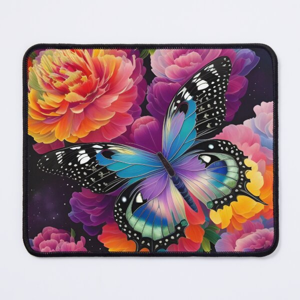 Item preview, Polychromatic Papillon Rainbow Peonies Flowers Vibrant Butterfly  designed and sold by WearWolfDesigns.
