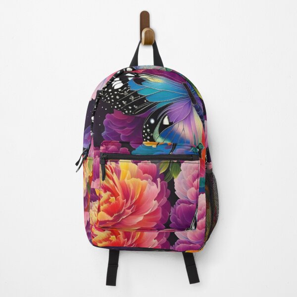 Item preview, Polychromatic Papillon Rainbow Peonies Flowers Vibrant Butterfly designed and sold by WearWolfDesigns.