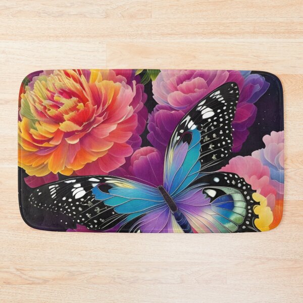 Item preview, Polychromatic Papillon Rainbow Peonies Flowers Vibrant Butterfly  designed and sold by WearWolfDesigns.