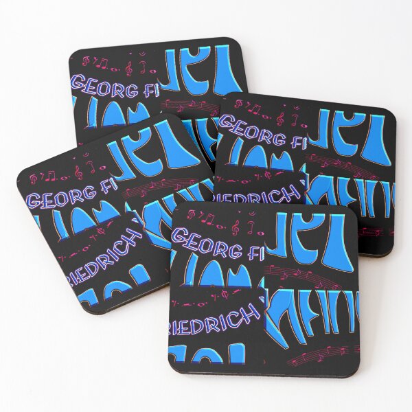 Item preview, FUNNY GEORG FRIEDRICH HANDEL BLUE PINK MUSIC NOTES PATCHWORK CALLIGRAPHY - LIMITED EDITION designed and sold by Ralek.