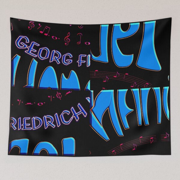 Item preview, FUNNY GEORG FRIEDRICH HANDEL BLUE PINK MUSIC NOTES PATCHWORK CALLIGRAPHY - LIMITED EDITION designed and sold by Ralek.