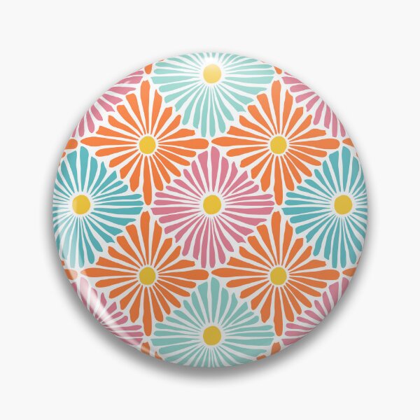 Multicolor Flower Mosaic Retro Modern Art Design Pin