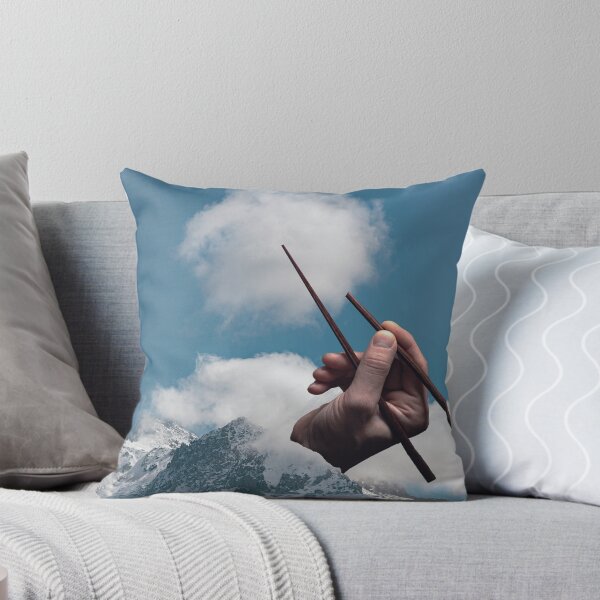 Item preview, Mountain Magic, Giant Hand and Chopstick Cloud Snack, Unique Collage Art Print: 'Light & Fluffy' designed and sold by GollyWillikers.