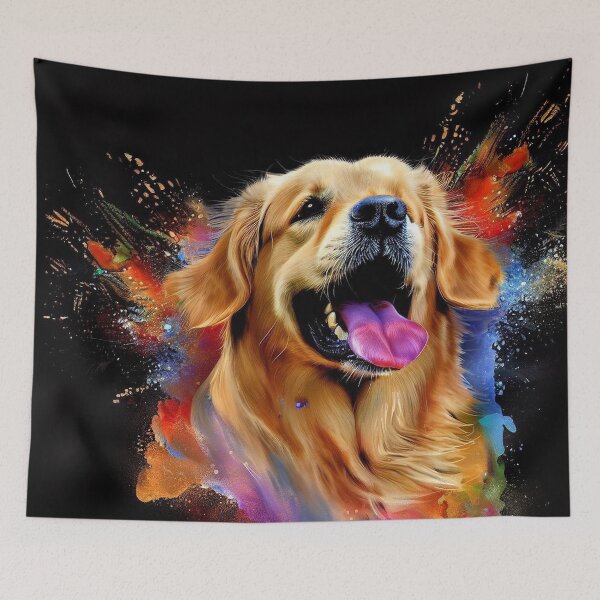Item preview, Splashy Golden Retriever Dog Watercolor Art Print 1 designed and sold by The Digital Compass.
