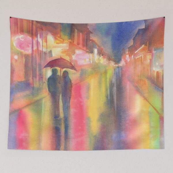 Item preview, Rainy Night in New Orleans Couple Romantic Watercolor designed and sold by Yevgenia Watts.