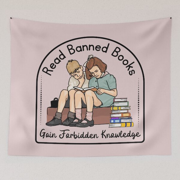 Item preview, Forbidden Knowledge With Banned Books designed and sold by Unhinged Heather.