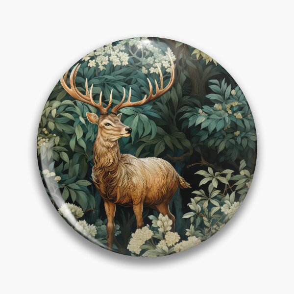 Item preview, Stag Seamless Pattern illustration inspired by William Morris 8 designed and sold by The Willow Of  Rain City.