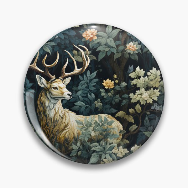 Item preview, Stag Seamless Pattern illustration inspired by William Morris 2 designed and sold by The Willow Of  Rain City.