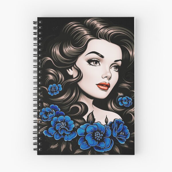 Item preview, Tattoo Lady With Blue Flowers designed and sold by SteadyRolling.