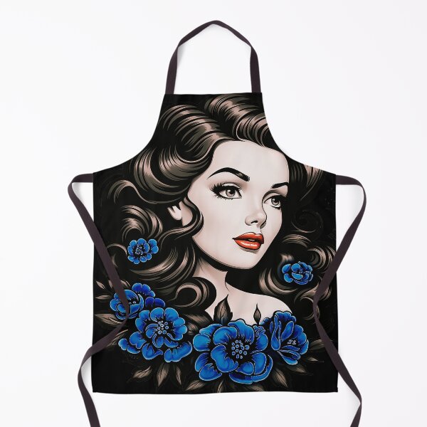 Item preview, Tattoo Lady With Blue Flowers designed and sold by SteadyRolling.
