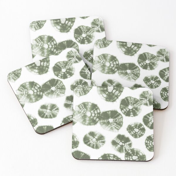 Item preview, Shibori Kumo tie dye sage green dots over white designed and sold by marufemia.